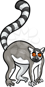 Cartoon Illustration of Funny Lemur Animal