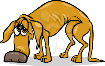 Cartoon Illustration of Sad Homeless Dog