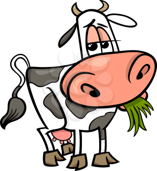 Cartoon Illustration of Cute Cow Farm Animal