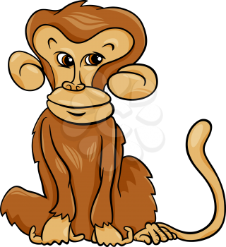 Cartoon Illustration of Cute Monkey Primate Animal