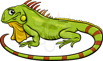 Cartoon Illustration of Funny Iguana Lizard Reptile Animal Character