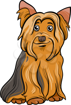 Cartoon Illustration of Cute Yorkshire Terrier Dog or York