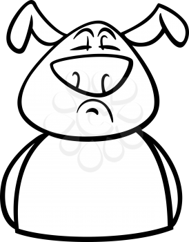 Black and White Cartoon Illustration of Funny Dog Expressing Proud Mood or Emotion for Coloring Book