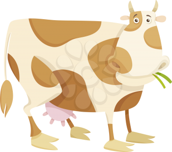 Cartoon Illustration of Funny Cow Farm Animal