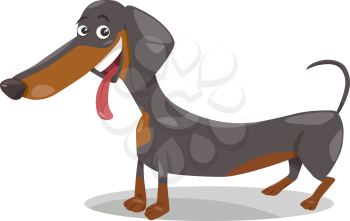 Cartoon Illustration of Funny Purebred Dachshund Dog