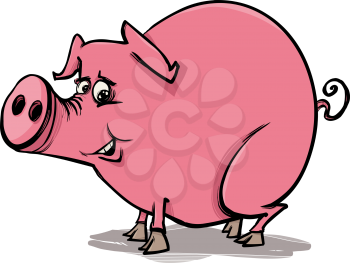 Cartoon Sketch Illustration of Funny Pig Farm Animal