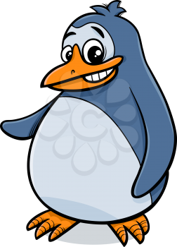 Cartoon Illustration of Young Funny Penguin Bird