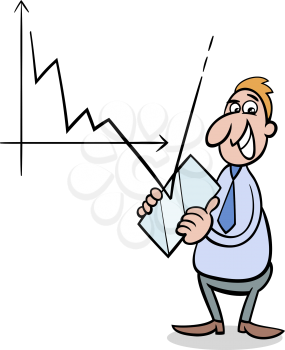 Concept Cartoon Illustration of Businessman fighting with Economic Crisis or Recession