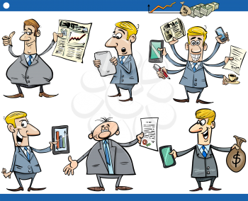 Cartoon Illustration Set of Funny Businessmen and Business Concepts