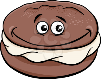 Cartoon Illustration of Sweet Whoopie Chocolate Pie with Cream Clip Art