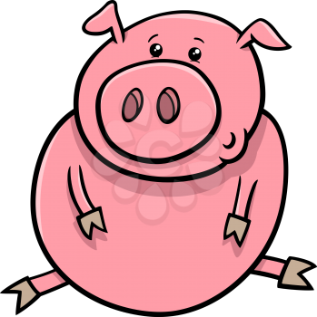 Cartoon Illustration of Cute Baby Pig or Piglet Farm Animal