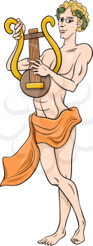 Cartoon Illustration of Mythological Greek God Apollo