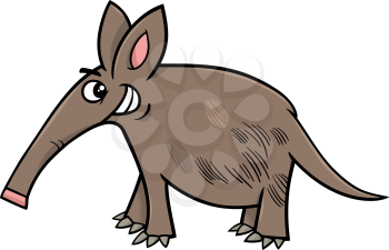 Cartoon Illustration of Funny Aardvark Animal Character