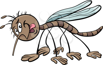 Cartoon Illustration of Mosquito Insect Character