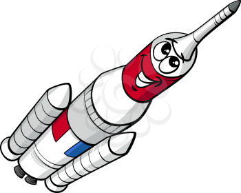Cartoon Illustration of Funny Space Rocket Comic Character