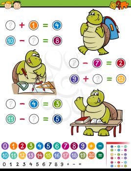 Cartoon Illustration of Education Mathematical Algebra Game for Preschool Children