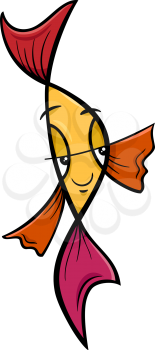 Cartoon Illustration of Cute Gold Fish or Veiltail Character