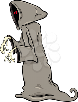 Cartoon Illustration of Funny Ghost or Phantom Halloween Character