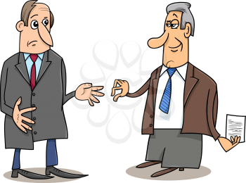 Cartoon Illustrations of Two Businessmen During the Negotiations
