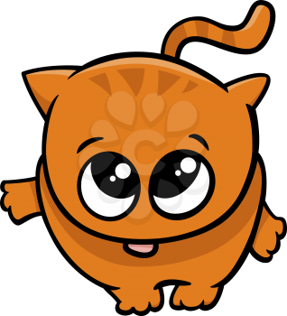 Cartoon Illustration of Cute Little Cat or Kitten Pet Character