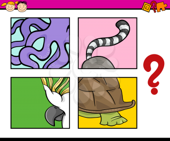 Cartoon Illustration of Education Task for Preschool Children od Guess the Animals