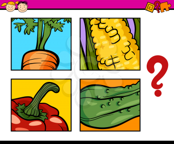 Cartoon Illustration of Education Task for Preschool Children od Guess the Vegetables
