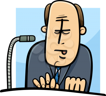 Cartoon Illustration of Politician Character Giving a Speech