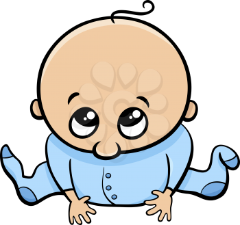 Cartoon Illustration of Cute Little Baby Boy