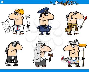 Cartoon Illustration of Professionalist People Occupations Characters Set