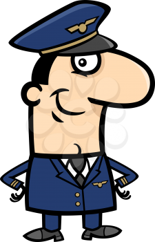 Cartoon Illustration of Airliner Pilot Professional Occupation