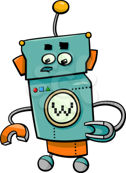 Cartoon Illustration of Robot or Droid Comic Character