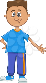 Cartoon Illustration of Elementary School Age or Teen Latino Boy