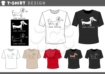 Illustration of T-Shirt Design Template with Funny Dachshund Dog and Long Vehicle Caption