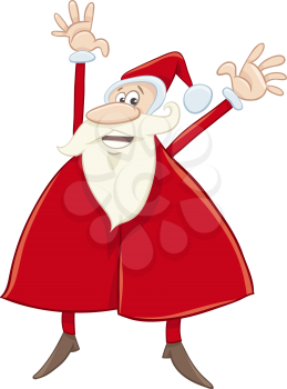 Cartoon Illustration of Happy Santa Claus on Christmas Time