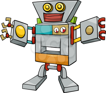 Cartoon Illustration of Robot or Droid Fantasy Character