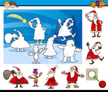 Cartoon Illustration of Educational Activity for Preschool Children with Santa Claus Characters on Christmas Time
