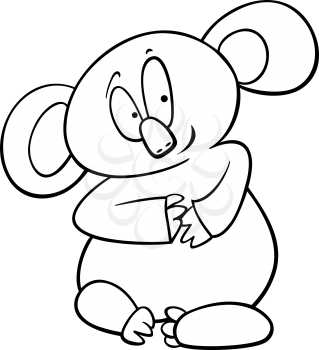 Black and White Cartoon Illustration of Funny Koala Animal Character Coloring Page