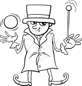 Black and White Cartoon illustration of Wizard or Elf Fantasy Character Coloring Page