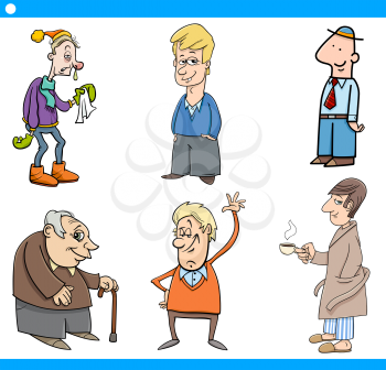 Cartoon Illustration Set of Man Characters