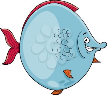 Cartoon Illustration of Big Fish Sea Life Animal Character