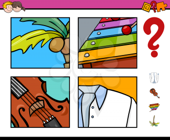 Cartoon Illustration of Educational Game of Guessing Objects for Preschool Kids