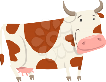 Cartoon Illustration of Cute Cow Farm Animal Character