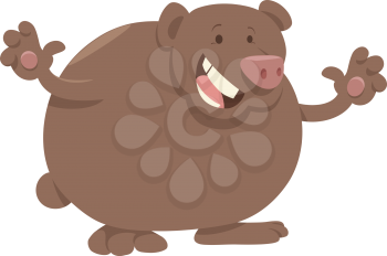 Cartoon Illustration of Brown Bear Animal Character
