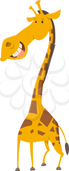 Cartoon Illustration of Funny Giraffe Wild Animal Character