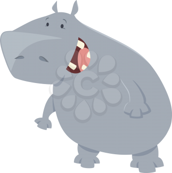 Cartoon Illustration of Funny Hippopotamus Wild Animal Character