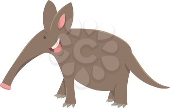 Cartoon Illustration of Cute Aardvark Animal Character