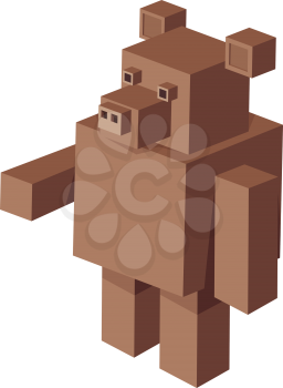 Cartoon Illustration of Cubical Bear Animal 3d Game Character