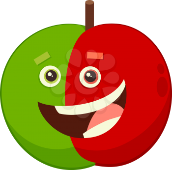 Cartoon Illustration of Apple Fruit Food Object Character