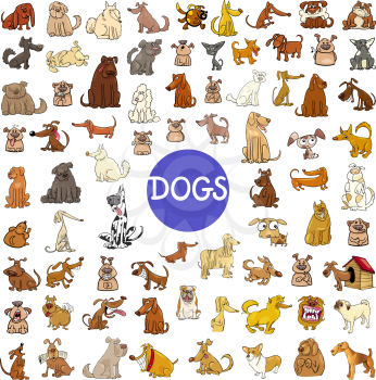 Cartoon Illustration of Dogs Pet Animal Characters Huge Set
