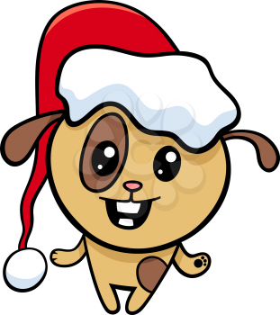 Cartoon Illustration of Cute Dog Animal Character on Christmas Time